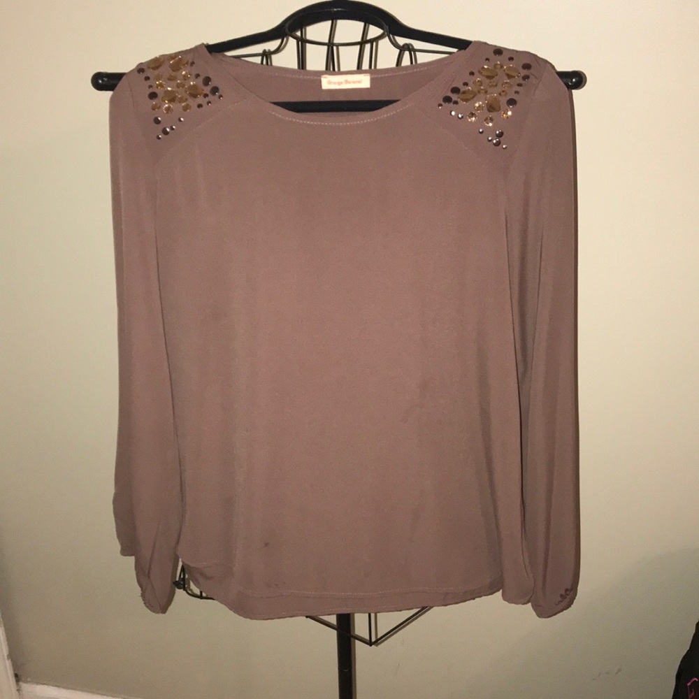 Cute Brown Long Sleeve w. Gems